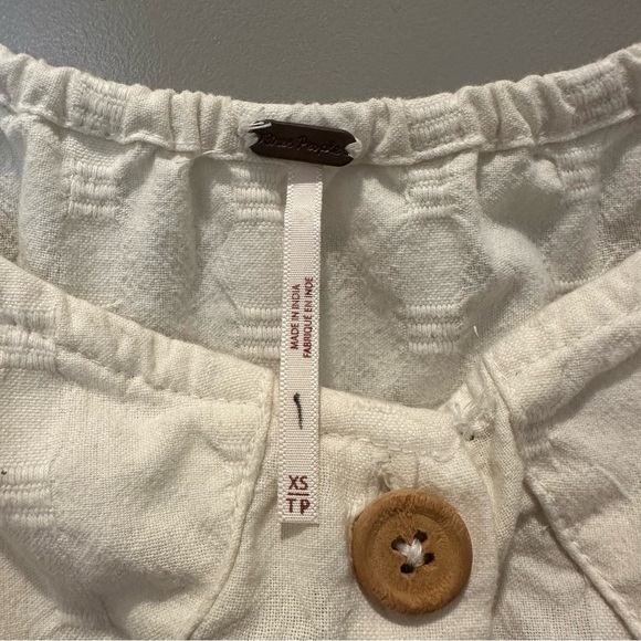Free People Acting Cool Button Down Midi Dress White Ivory Size Extra Small XS - Picture 7 of 8